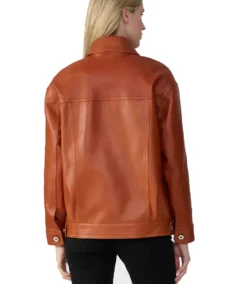 Shop The Bobbie Brown Leather Shirt Jacket back - Trendy Leather Jackets