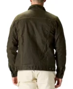 Shop The Men's Olive Flannel Trucker Jacket Trendy Leather Jackets