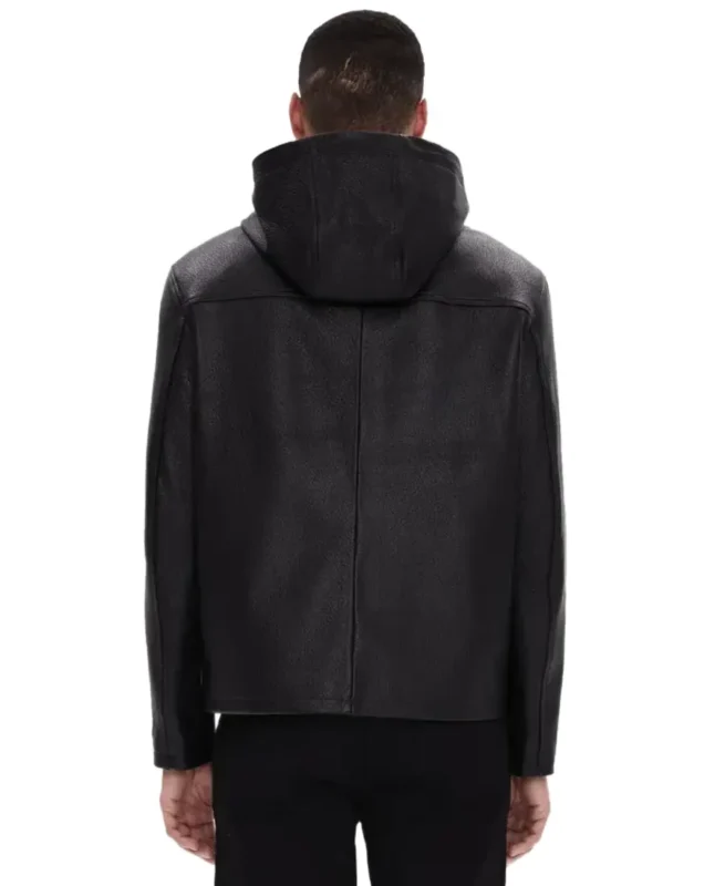 Shop The Black Men's Hooded Leather Jacket - Trendy Leather Jackets