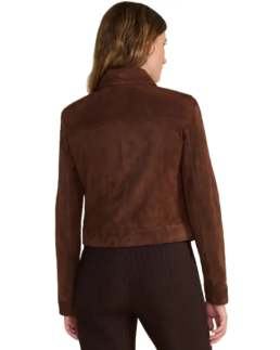 Shop The Isabella Dark Brown Suede Jacket - Trendy Leather Jackets