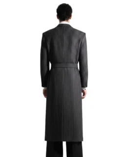 Shop The Men's Charcoal Black Pinstripe Long Coat - Trendy Leather Jackets