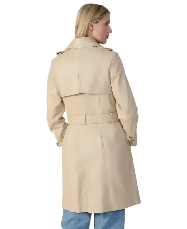 Shop The Soho Beige Leather Trench Coat - Trendy Leather Jackets