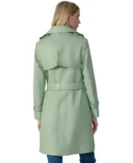 Shop The Soho Sage Green Leather Trench Coat - Trendy Leather Jackets