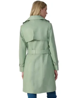 Shop The Soho Sage Green Leather Trench Coat - Trendy Leather Jackets
