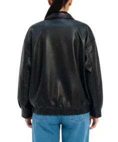 Shop The Women Black Oversized Faux Leather Jacket - Trendy Leather Jackets