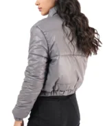 Shop The Women Grey Cropped Puffer Jacket - Trendy Leather Jackets