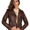 Women Pull Up Dark Brown Biker Leather Jacket - Trendy Leather Jackets