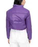Shop The Women Purple Cropped Puffer Jacket - Trendy Leather Jackets