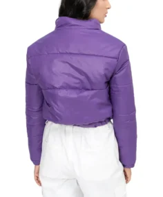 Shop The Women Purple Cropped Puffer Jacket - Trendy Leather Jackets