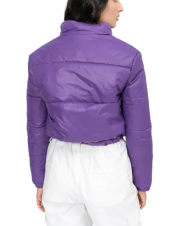 Shop The Women Purple Cropped Puffer Jacket - Trendy Leather Jackets
