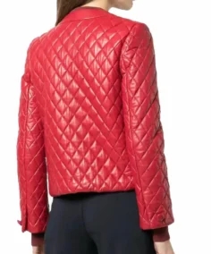 Women’s Collarless Quilted Leather Jacket - Trendy Leather Jackets