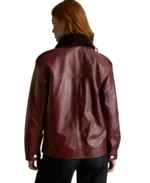 Shop The Women's Maroon Shearling Collar Leather Jacket - Trendy Leather Jackets