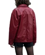 Shop The Women's Red Oversized Bomber Leather Jacket - Trendy Leather Jackets