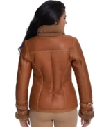 Shop The Women's Silky Brick Brown Shearling Jacket - Trendy Leather Jackets