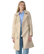 Soho Beige Leather Trench Coat - Trendy Leather Jackets