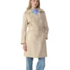 Soho Beige Leather Trench Coat Front - Trendy Leather Jackets