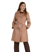 Soho Peach Leather Trench Coat - Trendy Leather Jackets