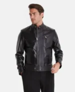 Stanley Black Biker Leather Jacket Front - Trendy Leather Jackets