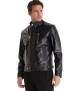 Stanley Black Biker Leather Jacket Side - Trendy Leather Jackets