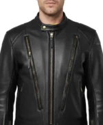 Supervent Black Leather Jacket Closeup - Trendy Leather Jackets