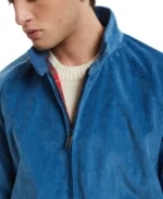Unpadded G9 Blue Corduroy Jacket Closeup - Trendy Leather Jackets