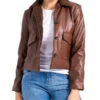 Women Brown Sherpa Collared Leather Jacket - Trendy Leather Jackets
