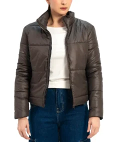 Women Chocolate Brown Puffer Jacket - Trendy Leather Jackets