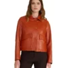 Women Ella Orange Leather Jacket - Trendy Leather Jackets