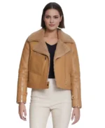 Women Eloise Brown Shearling Jacket - Trendy Leather Jackets