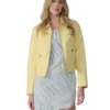 Women Flora Yellow Leather Jacket - Trendy Leather Jackets