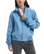 Women G9 Blue Suede Jacket - Trendy Leather Jackets