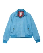 Women G9 Blue Suede Jacket Front - Trendy Leather Jackets