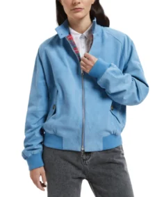 Women G9 Blue Suede Jacket - Trendy Leather Jackets