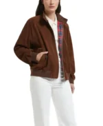 Women G9 Chocolate Brown Suede Jacket Side - Trendy Leather Jackets