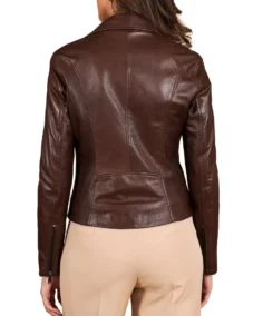 Shop The Women Pull Up Dark Brown Biker Leather Jacket - Trendy Leather Jackets