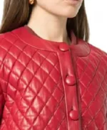 Women’s Collarless Quilted Leather Jacket Collar - Trendy Leather Jackets