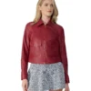 Women's Flora Red Leather Jacket - Trendy Leather Jackets