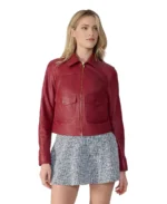 Women's Flora Red Leather Jacket - Trendy Leather Jackets