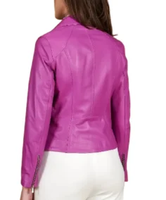 Shop The Women's Lilac Natural Pink Biker Leather Jacket - Trendy Leather Jackets