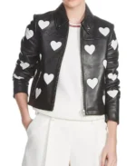 Women's Maje Heart Motorcycle Leather Jacket - Trendy Leather Jackets