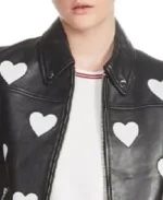 Women's Maje Heart Motorcycle Leather Jacket Collar - Trendy Leather Jackets