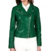 Women's Short Green Natural Leather Jacket - Trendy Leather Jackets