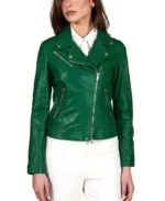 Women's Short Green Natural Leather Jacket - Trendy Leather Jackets