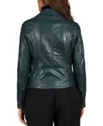 Shop The Women Green Natural Biker Leather Jacket - Trendy Leather Jackets