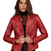 Women Red Quilted Biker Leather Jacket - Trendy Leather Jackets