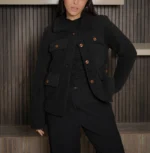 Women's Signature Black Faux Sherpa Jacket Front - Trendy Leather Jackets