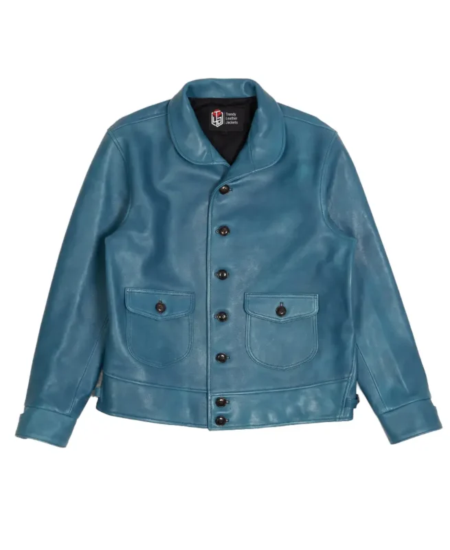 1920s Blue Classic Leather Jacket - Trendy Leather Jackets