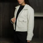 Women's Signature Cream Faux Suede Jacket Side - Trendy Leather Jackets