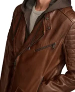 Andres Moto Leather Jacket Closeup - Trendy Leather Jackets