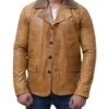 Men's Plain Brown Leather Coat